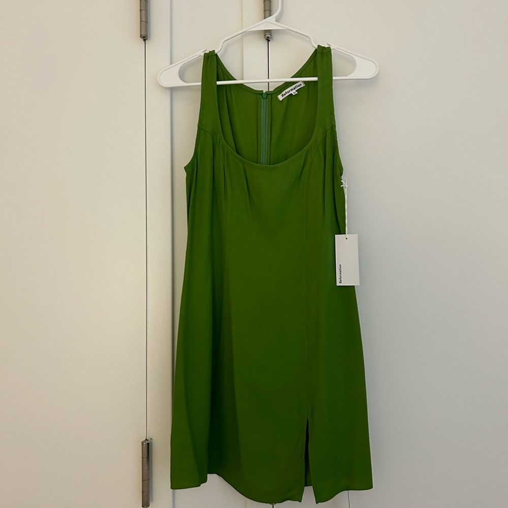 Reformation Green Sleeveless Sundress Scoop Neck Mini